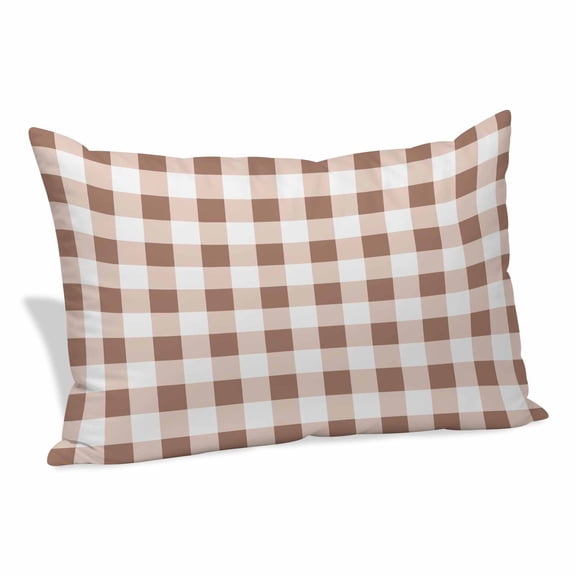 Brown Checkered Pillow Covers 16"x24", Farmhouse Buffalo Plaid Soft Brushed Microfiber Breathable Throw Pillow Covers, Decorative Pillowcase with Zipper for Couch Sofa Bedroom Living Room