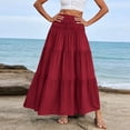 thumbnail image 2 of Vetsdori Red Women Summer Solid Color Casual Long Skirt With High Waist And Flowing Long Skirt And Half Skirt, 2 of 6