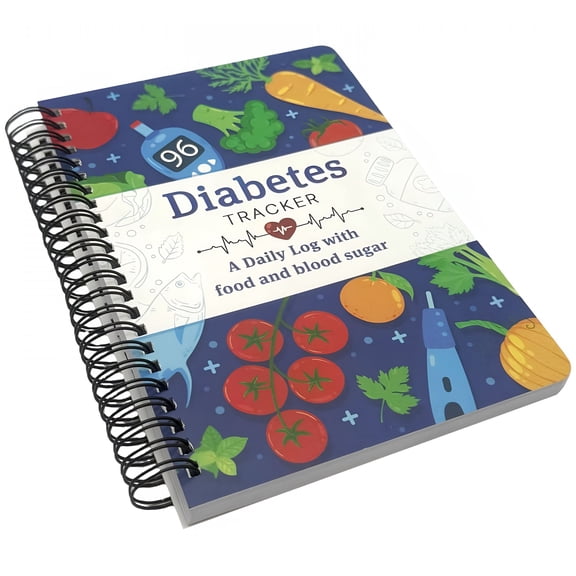 CCOCC Blood Sugar and Food Diary for Diabetics: A5 Spiral Bound Log Book with Meal Planner, Glycemic Index, Carbs, Calories and Insulin Tracker for Type 1 and 2