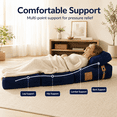 thumbnail image 2 of Miniyam Folding Floor Chair Bed, 3-in-1 Convertible Floor Sofa Bed with Flannelette Upholstery and Side Pockets, Blue, 2 of 8