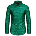 thumbnail image 1 of Blusa y camisa de manga larga con cuello vuelto para hombre, blusa informal de manga larga con botones y cuello vuelto, blusa para hombre, 1 of 8