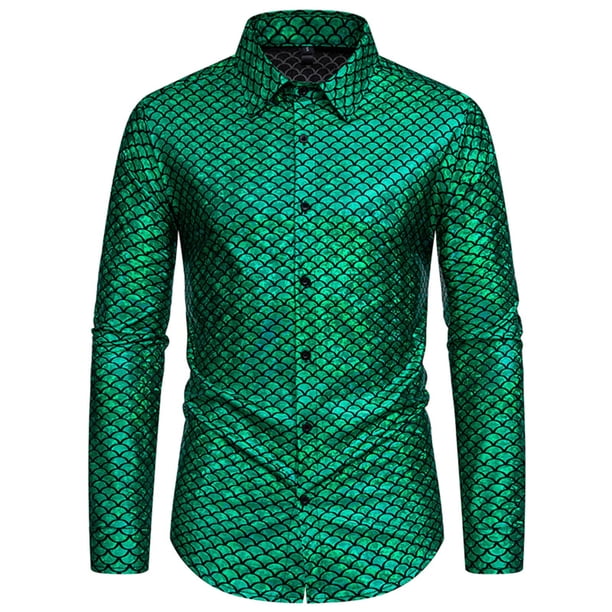 Blusa y camisa de manga larga con cuello vuelto para hombre, blusa informal de manga larga con botones y cuello vuelto, blusa para hombre