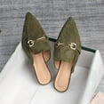 thumbnail image 2 of Women's Spring Autumn Solid Pointed Toe Flat Mules Slippers with Metal Decoration Big Size, 2 of 4