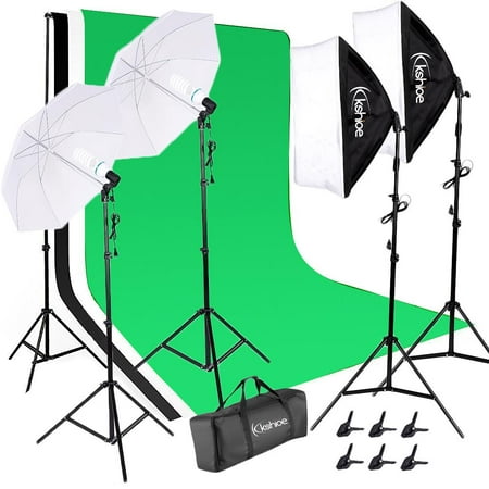 Ktaoxn Photography Studio Video Photo Green Screen Background Support Kit , 2 x Studio Photography Umbrella Lighting Set , 2 Point Softbox with