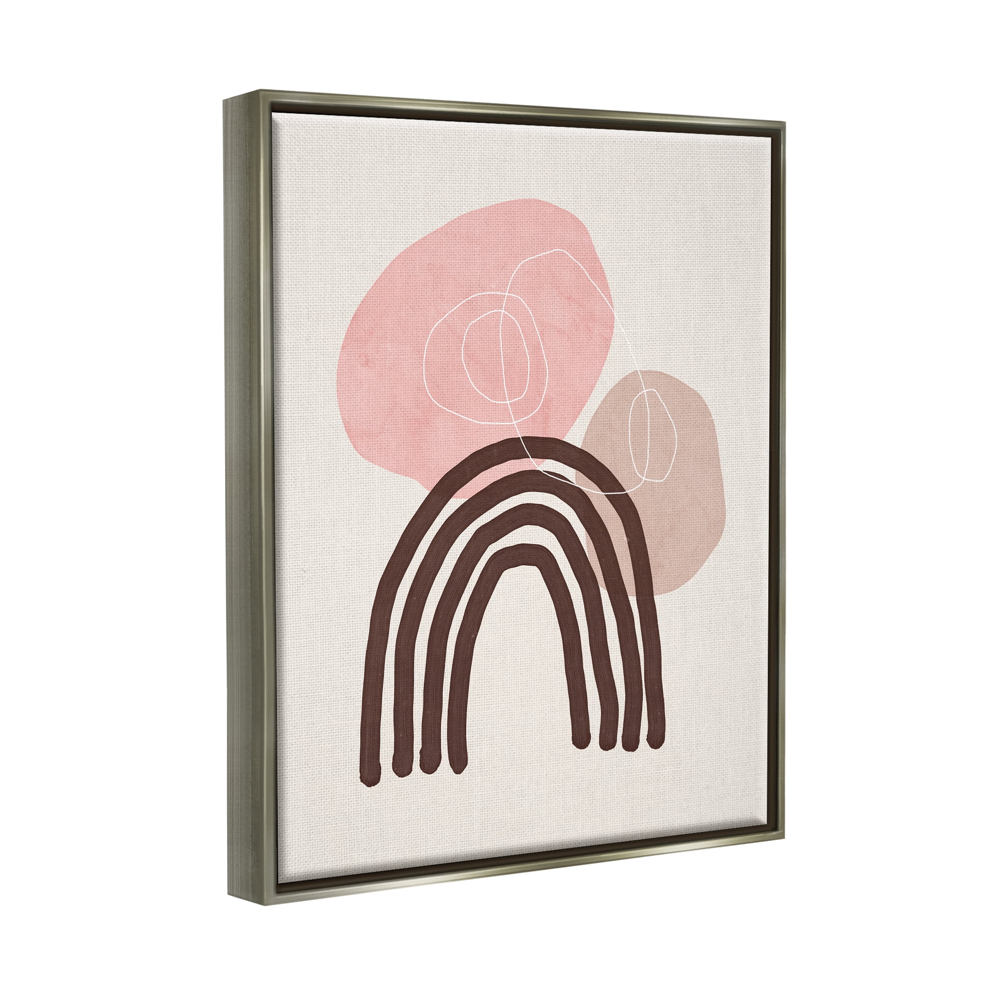 Stupell Fun Boho Rainbow Shapes Abstract Painting Gray Floater Framed Art Print Wall Art