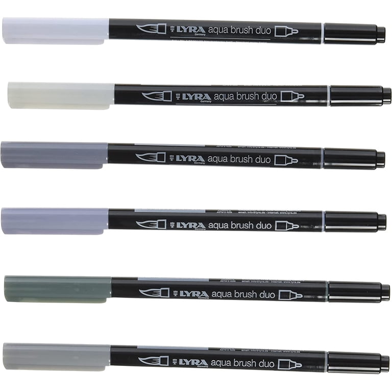Lyra Aqua Brush Duo Markers Set Of 6 Grey Tones