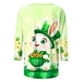 thumbnail image 4 of Craaazy Women's St. Patrick's Day Printed T-shirt Fashion 3/4 Sleeves Blouse Round Neck Casual Tops Gifts, 4 of 5