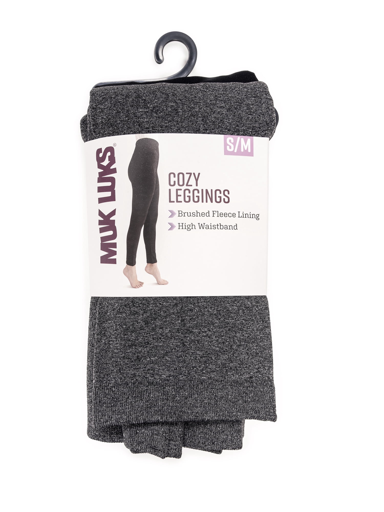 MUK LUKS Women's 2 Pair Jersey Fleece Lined Leggings, 2 Pack, Sizes S/M to 1X/2X