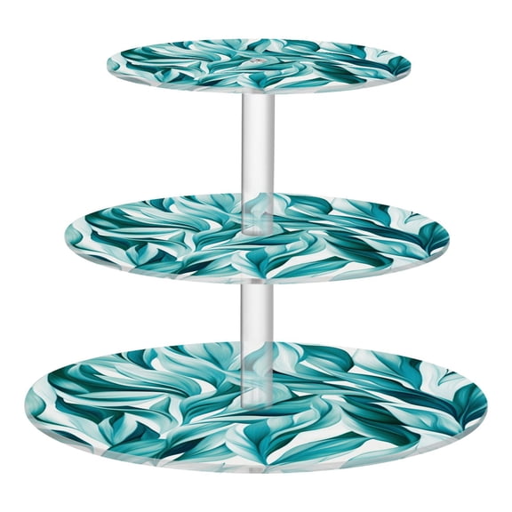 3 Tier Acrylic Cupcake Stand Light Green Leaves Dessert Display Tower for Birthday Wedding Party
