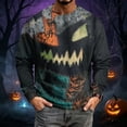 thumbnail image 2 of Fabrcox S-5XL Halloween Shirt for Men Spooky Pumpkin Face Patchwork Crewneck Sweatshirt for Men Funny Fall Waffle Knit Big and Tall Pullover 5XL, 2 of 6