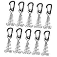 thumbnail image 2 of Colaxi 10 Pieces Deck with Carabiner Clips Camping Tent Nail Board Pegs Windproof Tent Rope Tightener for Outdoor Hiking Black, 2 of 10