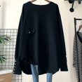 thumbnail image 2 of RWJDXD 2023 Spring Autumn Solid Color Fashion Round Neck T-Shirts Women High Street Long Sleeve Button Mid-length All-match Pullovers, 2 of 5