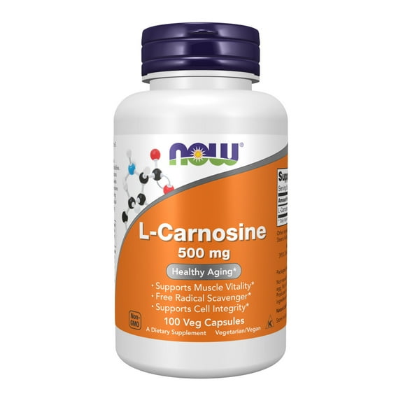 NOW Supplements, L-Carnosine (Beta-Alanyl-L-Histidine) 500 mg, Healthy Aging, 100 Veg Capsules