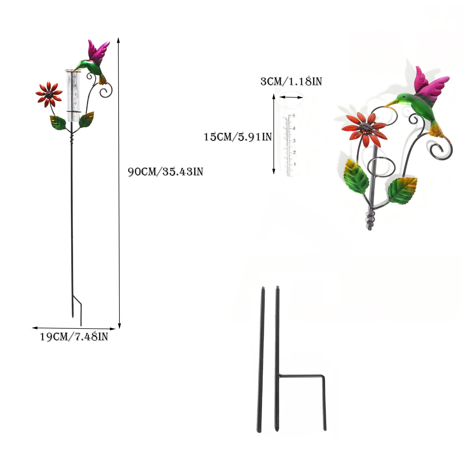 Outdoor Rain Gauge Garden Stake Iron Weather Measuring Tool Decorative Garden Rain Collector Yard Lawn Flower Bed Rainfall Monitoring Tool For Gardening Home Yard Weather Tracking