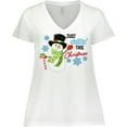 thumbnail image 3 of Inktastic Just Chillin' This Christmas Fun Snowman in Top Hat Women's Plus Size V-Neck T-Shirt, 3 of 5