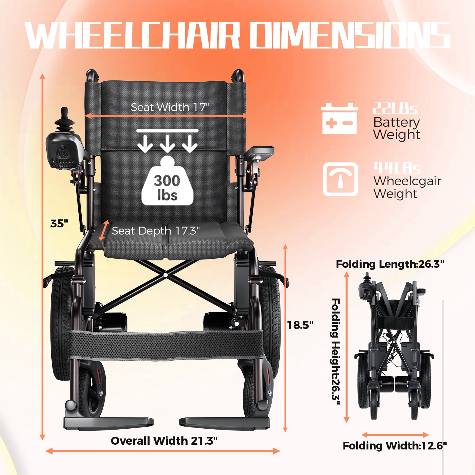 ROBOOTER X40 Electric Wheelchair for Adults, Compact, Heavy Duty