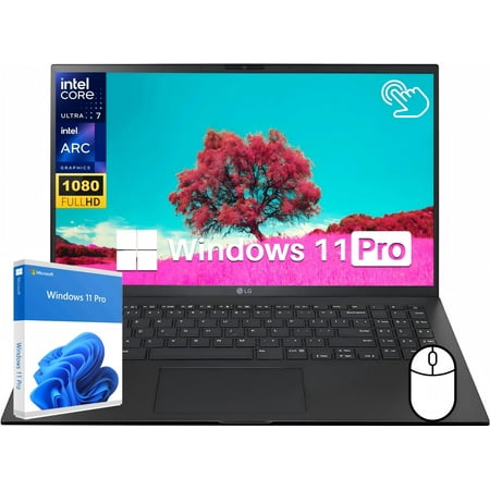 LG Gram 15 Lightweight Laptop, 15.6" FHD Touchscreen, Intel 16-Core Ultra 7-155H, 16 GB LPDDR5X-6400 MHz, 4 TB SSD, Intel Arc GPU, Backlit Keyboard, Wi-Fi 6E, Windows 11 Pro + Designed Accessories