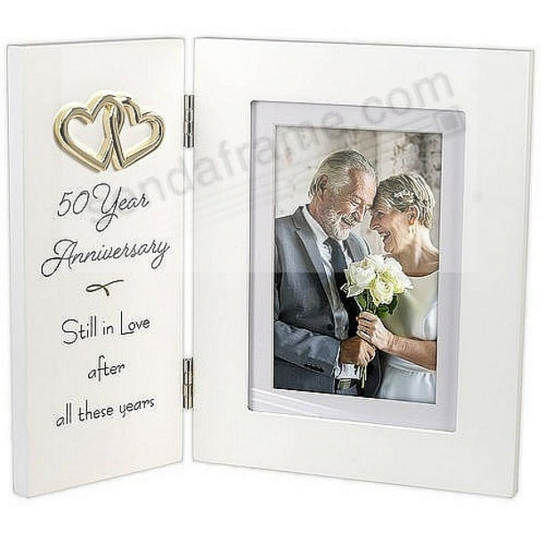 50th Anniversary matted 5x7 4x6 Hinged Keepsake frame