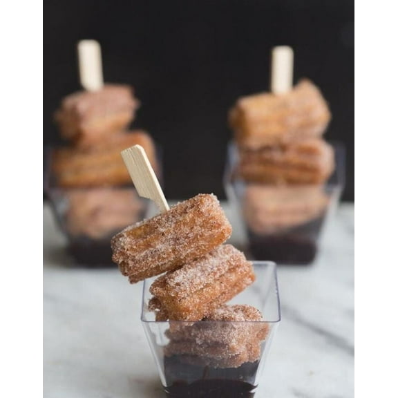 Acrylic Dessert Cups w/Paddle Toothpick Set of 25