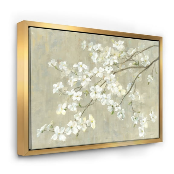 Designart ' Dogwood in Spring Neutral ' Farmhouse Framed Canvas