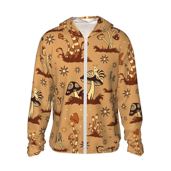 Xecao Brown Mushrooms for Sun Shirt-A lightweight, hoodie-style long-sleeve UV protection garment designed for other outdoor activities.