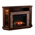 thumbnail image 2 of Southern Enterprises 52.25" Espresso Brown Redden Corner Convertible Electric Fireplace with Storage, 2 of 3