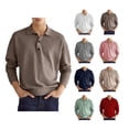 thumbnail image 4 of Top informal para hombre, cuello vuelto, botón frontal, manga larga, transpirable, Top de ajuste informal para hombre para otoño, 4 of 6