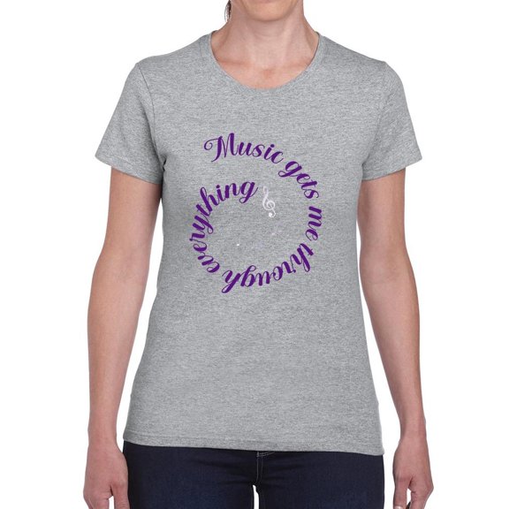 Music Gets Me Spiral Quote Shaped T-Shirt Women -Smartprints Designs, Female x-Large