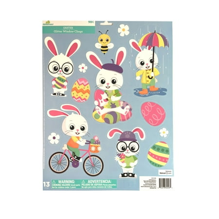 Way To Celebrate Glitter Cling Bunny