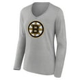 thumbnail image 2 of Women's Heather Gray Boston Bruins Primary Logo Team Long Sleeve V-Neck T-Shirt, 2 of 3