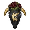 thumbnail image 3 of Rustic Western Black Cow Skull With Gecko Lizard And Red Roses Wall Decor Plaque, 3 of 5
