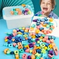thumbnail image 2 of Wooden Children‘s Educational Beaded Building Blocks Early Education Toys Animal Fruit Letters Wooden Toys, 2 of 7