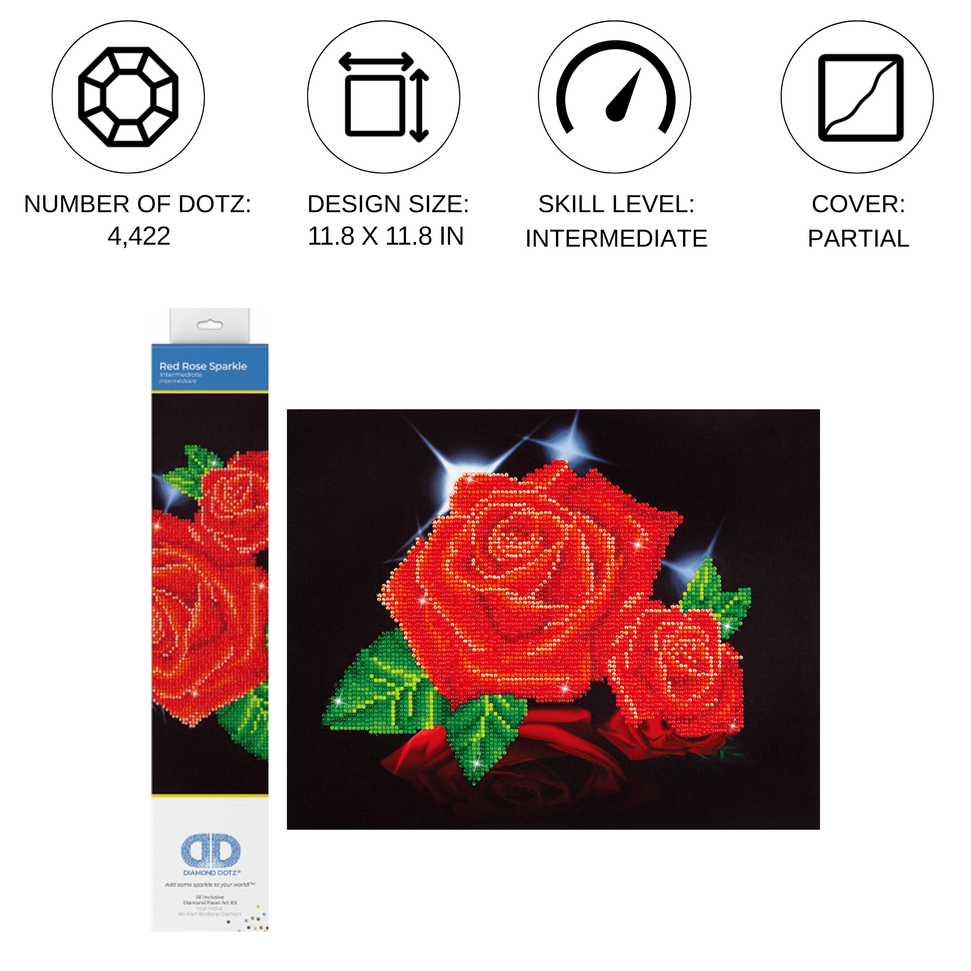 Diamond Dotz Kits - Red Rose Sparkle, Partial Drill, Round