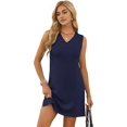 thumbnail image 4 of V-Neck Sleeveless with Split Summer Casual Beach Dress for Women Navy blue S, 4 of 9