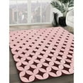 thumbnail image 3 of Ahgly Company Machine Washable Indoor Round Transitional Pink Bubble Gum Pink Area Rugs, 5' Round, 3 of 7