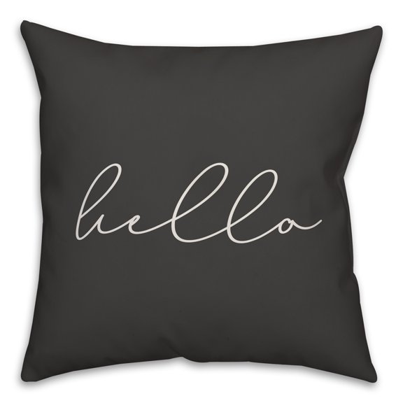 Creative Products Hello Thin Script Black and White 16x16 Indoor / Outdoor Pillow