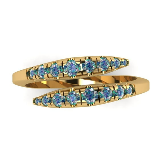 0.235 ctw Wedding Band for Women - 18K Yellow Gold Blue Moissanite Stackable Eternity Ring
