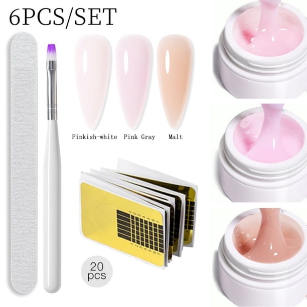 Pisexur Belleza Maquillaje Pegamento para extensiones de uñas, pegamento base, pegamento de construcción, papel moldeador, bolígrafo de fototerapia, juego multifuncionalpara mujeres y hombres