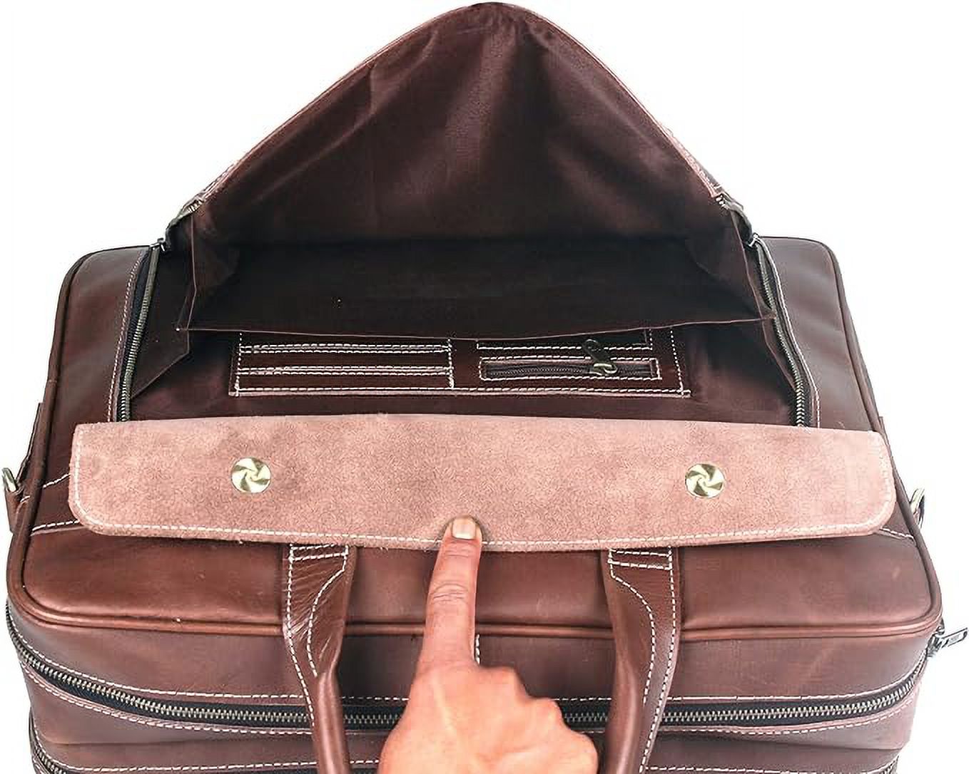 Men's Real Leather Briefcase Satchel – Vintage Brown Messenger Bag For Laptop & Travel (Cabin Size)