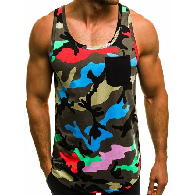 Catégorie de Produits Débardeurs pour Hommes / Titre de Compétiteur de Plateforme Haut de Printemps Été pour Hommes Chemise Décontractée de Plage Col Rond Imprimé Sans Manches Mode Débardeur Blouse