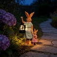 thumbnail image 2 of Solar Rabbit Garden Statue with LED Lantern Outdoor Resin Animal Sculpture, Solar-Powered Waterproof Lawn Decor for Patio, Yard, Porch, 2 of 6