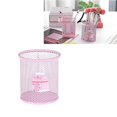 thumbnail image 3 of Round Desktop Trash Can Mini Desktop Wastebasket Pencil Case Flower Pot Storage Basket (Pink), 3 of 3