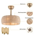 thumbnail image 4 of Bohemian Style Hand-Woven Rattan Cage Ceiling Fan with Remote Control, E26 Bulb Base, Modern Farmhouse Ceiling Light for Bedroom, Living Room & Kitchen, Natural & Gold, 4 of 12