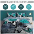 thumbnail image 5 of 3 Pcs Soft Bedding Set, Includes 1 Duvet Cover with Zipper And 2 Pillow Shams,Romantic Rose Turquoise And Grey Queen(90"×90"), 5 of 8