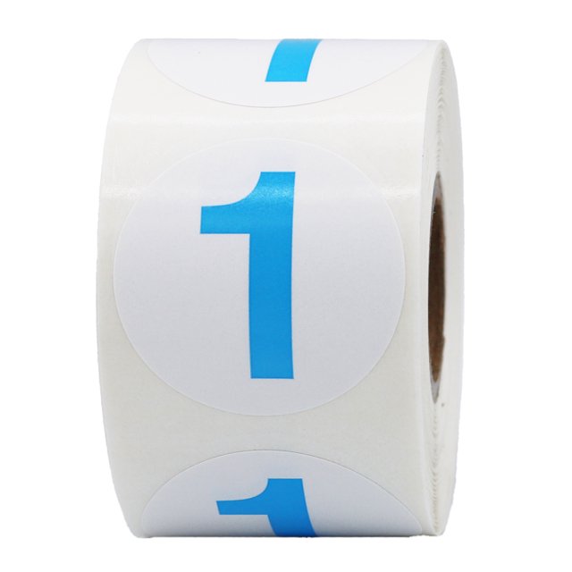 Autocollants Cercle Numéro 1 Bleu Clair 1.5 Pouces Pouces Rond Lot de 500