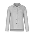 thumbnail image 7 of Womens Cotton Linen T-Shirts, Long Sleeve Shirts for Women Fall Lightweight Casual Plus Size Solid Color Lapel Button Down Dressy Blouses S-5XL, 7 of 7