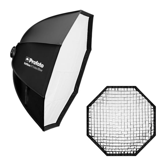 Softbox Profoto Octa de 4 pies con 1 difusor F-Stop, paquete plateado
