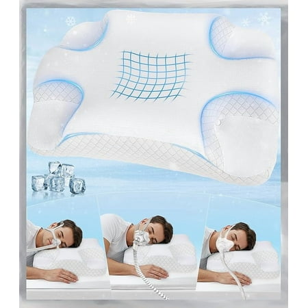 CPAP Pillow for Side Sleeper, Sleep Apnea Pillow for Sleeping, CPAP Nasal Pillows Suit for All CPAP Masks User, Cervical Memory Foam Neck Support Pillow Relief Neck Pain for Side Back Sleepers