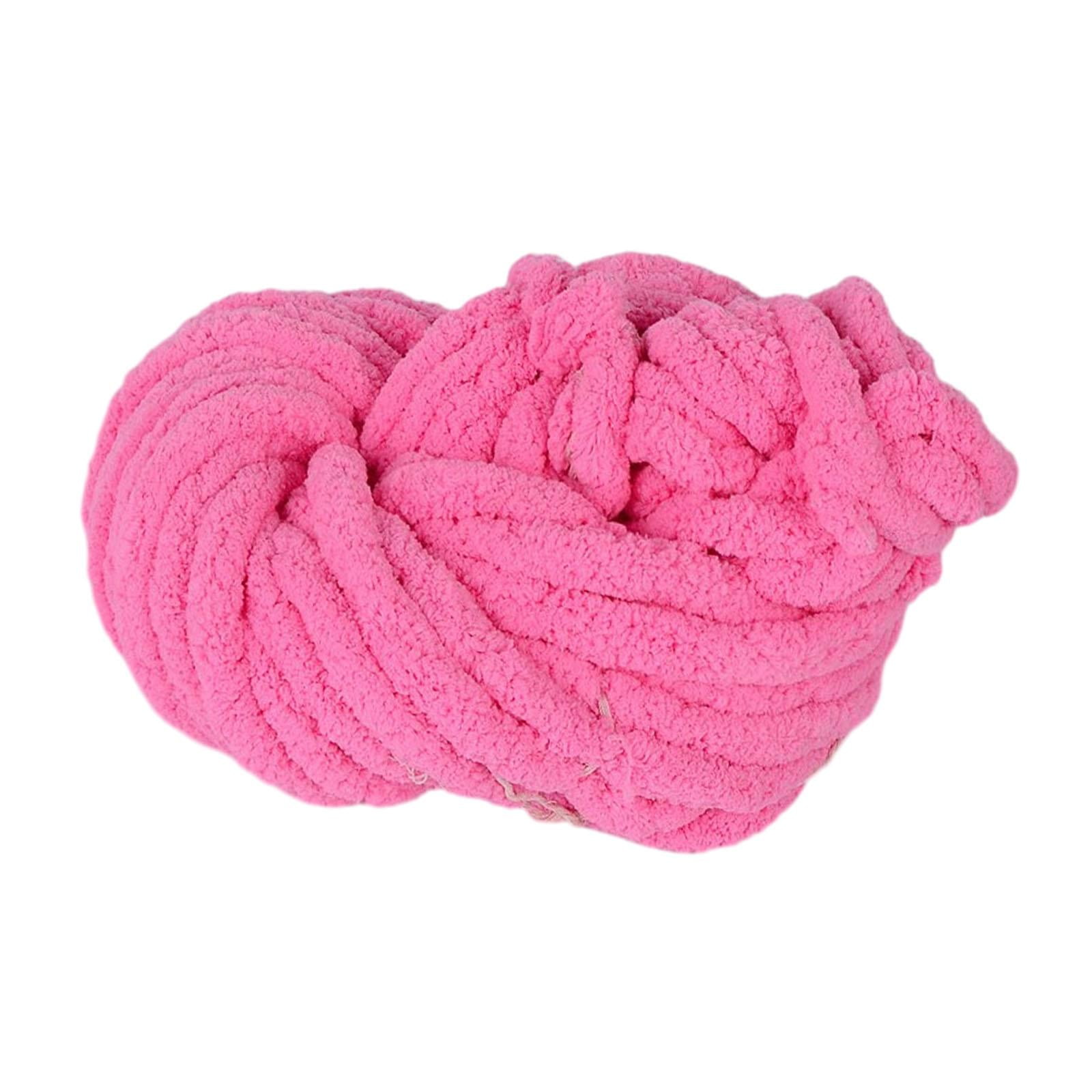 Abbraccia Chunky Chenille Yarn Acrylic Fibers Gauge 7 Jumbo Giant Washable Bulky Yarn Thick Yarn for Sofa Throw Crocheting Hat Blanket Dark Pink