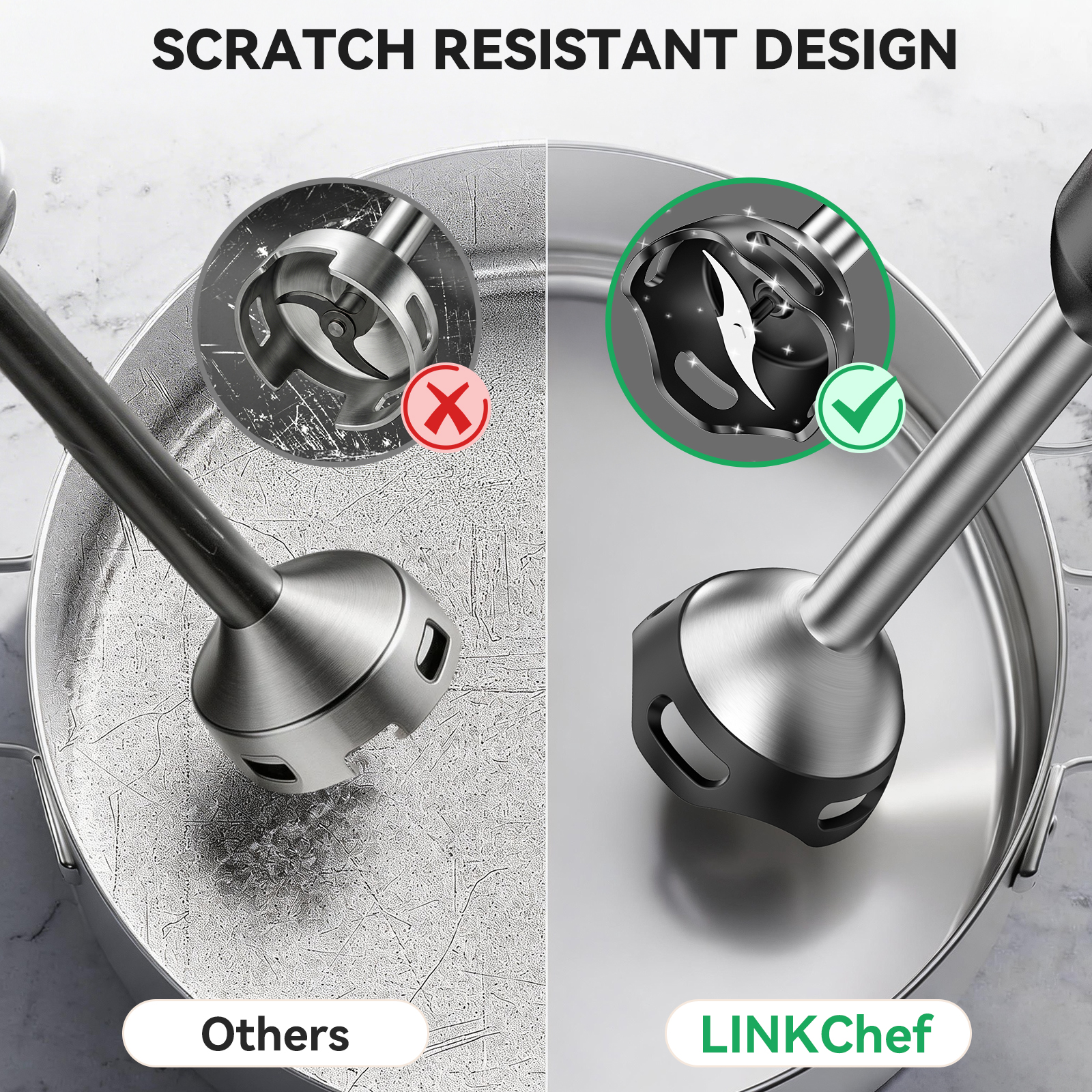 LINKChef 1000W Immersion Blender, 20-Speed 5-in-1 Hand Blender photo 2